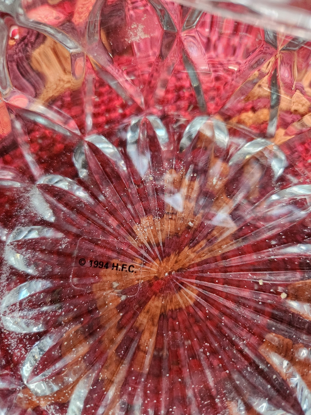 Set of 3  Dishes Crystal - Clear & Red - Picture 3 of 16